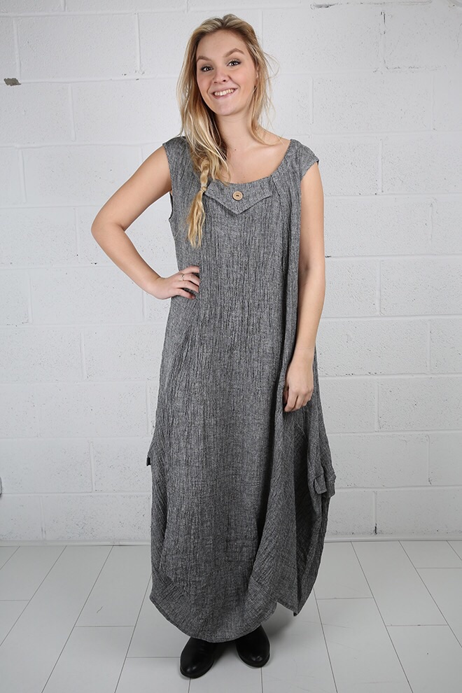 Stunning D’Celli Italian lagenlook Crinkle linen dress LouLou eBay