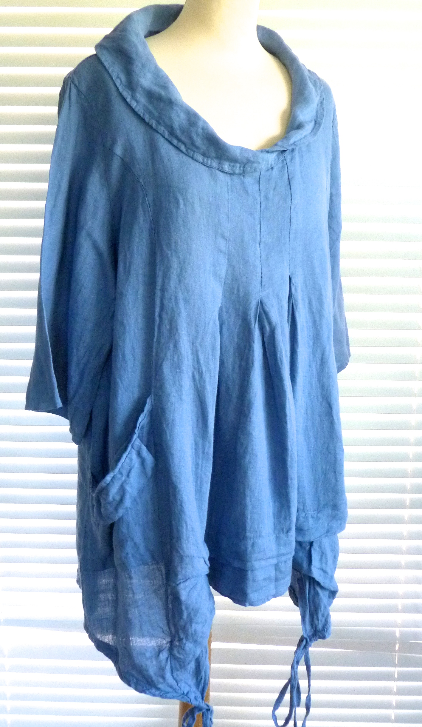 Italian linen lagenlook Artist style top with quirky