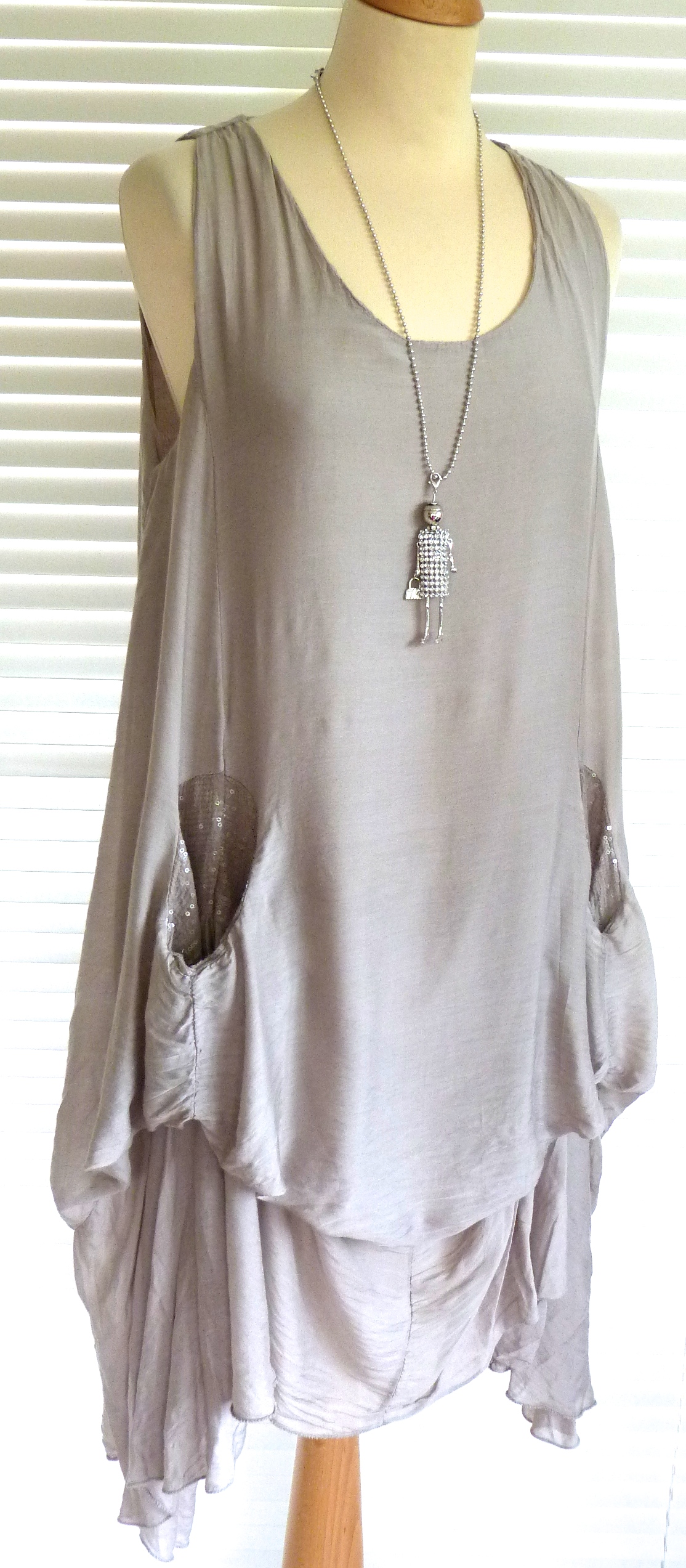 Gorgeous Italian silk lagenlook tunic dress with quirky mock pockets ...