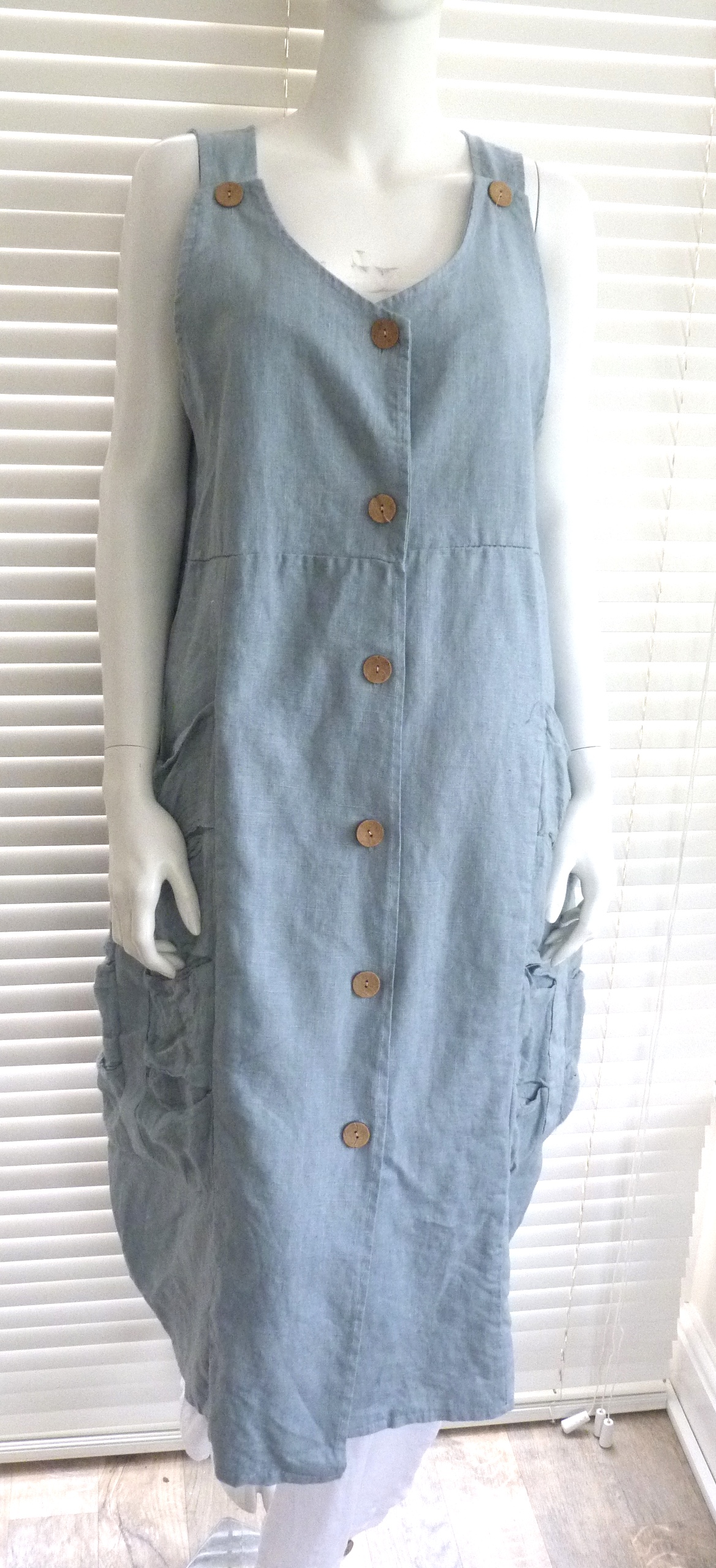 Ladies lagenlook quirky linen pinafore dress with pockets – Harriet | eBay